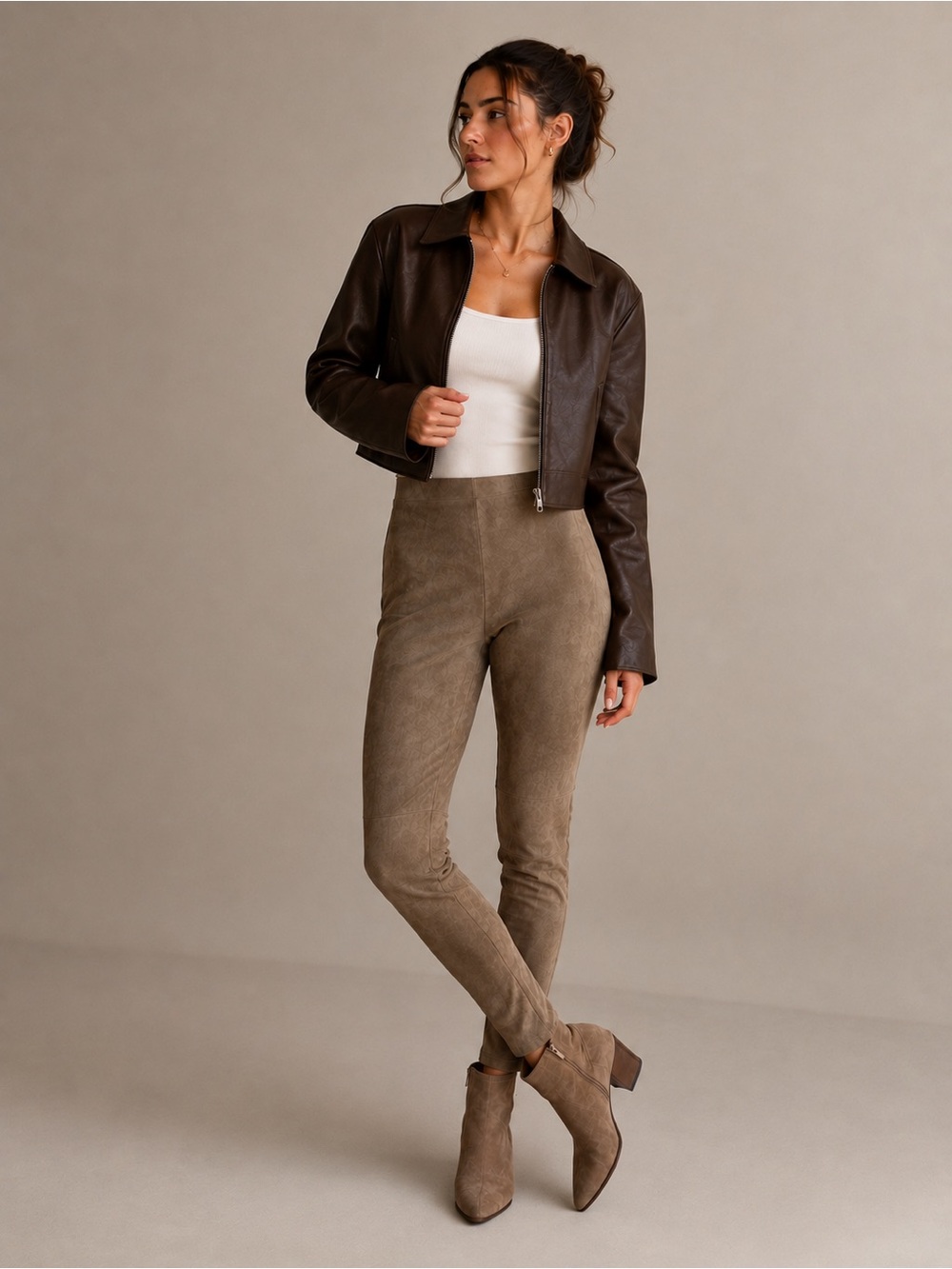 LYSSÉ Women’s Size M Faux Suede Leggings Pants Brown NWT